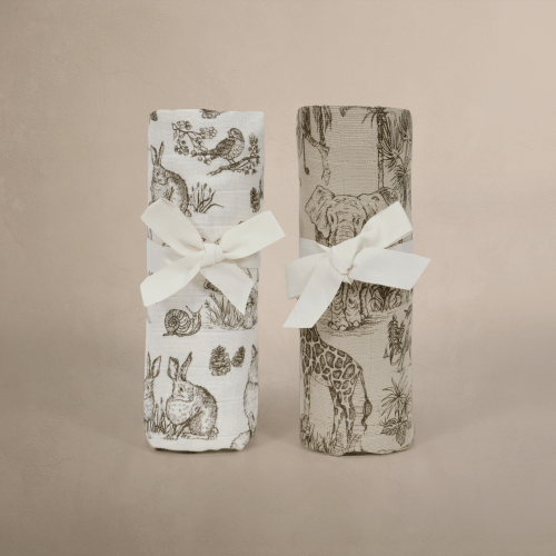 'Vintage Safari' & 'Woodland' Nursery - Muslin Swaddle Blanket Set