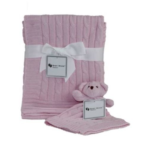 3 Stories Trading Cable Knit Baby Blanket Gift Set