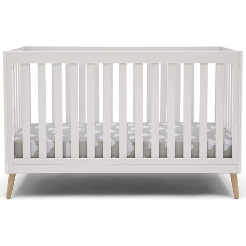 Delta Children Essex 4-in-1 Convertible Baby Crib, Bianca White with Natural Legs