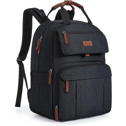 mommore Diaper Bag Backpack, Large Diaper Bag Expandable for 2 Kids/Twins, Durable Baby Bag with Changing Pad, Water Resistant Travel Diaper Backpack for Mom Dad