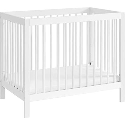 Oxford Baby Essentials Island Mini 4-in-1 Convertible Baby Crib with Round Spindles, White