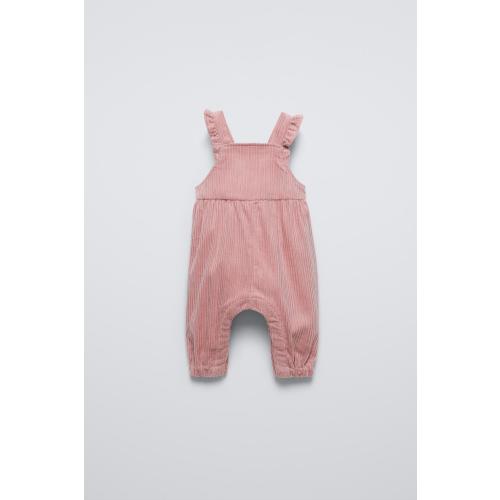 RUFFLED CORDUROY OVERALLS - Pale pink | ZARA United States