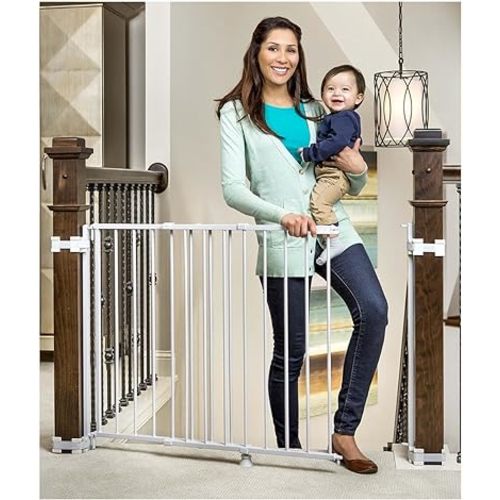 Regalo 2-in-1 Stairway and Hallway Wall Mounted Baby Gate, Bonus Kit, Includes Banister and Wall Mounting Kit