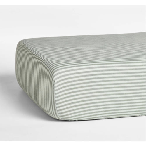 Supersoft Striped Pine Green Organic Cotton Gauze Baby Crib Fitted Sheet