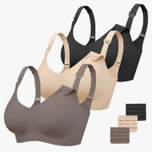 Vinfact 3 Pack Nursing Bras for Breastfeeding Comfort Maternity Bras for Pregnancy Wireless Seamless Breastfeeding Bras