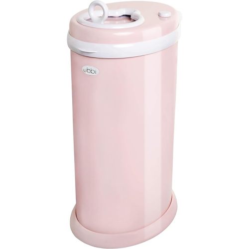 Ubbi Steel Diaper Pail, Odor Locking, No Special Bag Required, Award-Winning, Registry Must-Have, Blush Pink