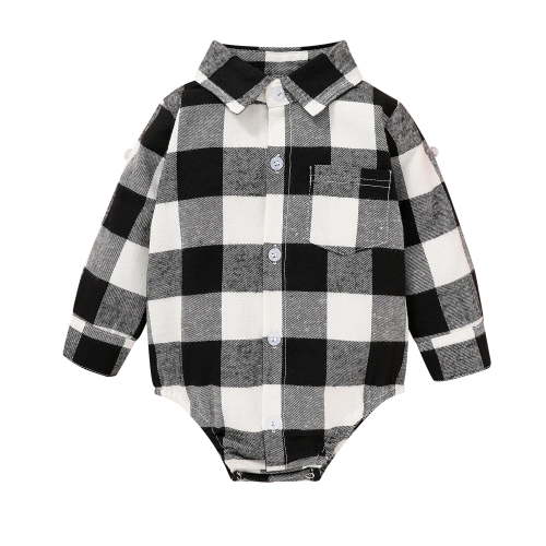 Younger Tree Newborn Baby Boy Girl Christmas Long Sleeve Plaid Flannel Shirt Romper Clothes Outfits,3-6M