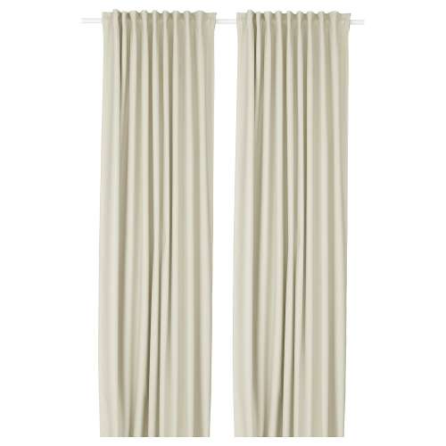 KORGMOTT Black-out curtains, 1 pair - beige/with heading tape 57x84 "
