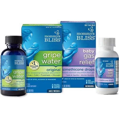Mommy's Bliss Gripe Water & Baby Gas Relief Drops Combo Pack, Relieves Gas, Colic, Hiccups & Fussiness, Gentle for Babies, Total 3 oz