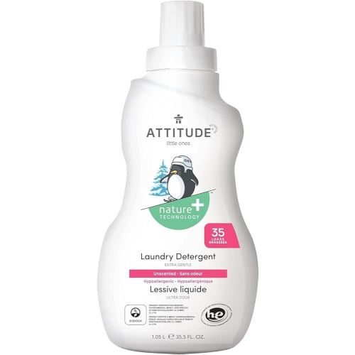 ATTITUDE Baby Laundry Detergent, EWG Verified, Plant and Mineral-Based Formula, HE Compatible, Vegan Household Products, Unscented, 35 Loads, 35.5 Fl Oz