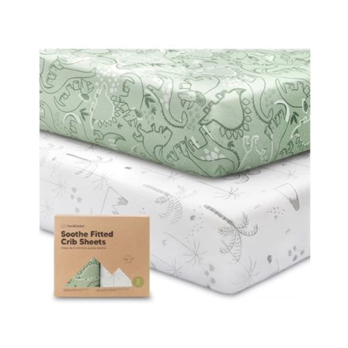 KeaBabies 2-Pack Organic Crib Sheets for Boys, Girls - 52x28 Fitted Crib Mattress Sheet Neutral, Breathable Jersey Cotton Cover for Baby Bed, Toddler Mattress, Soft & Cute Prints (DinoDood)