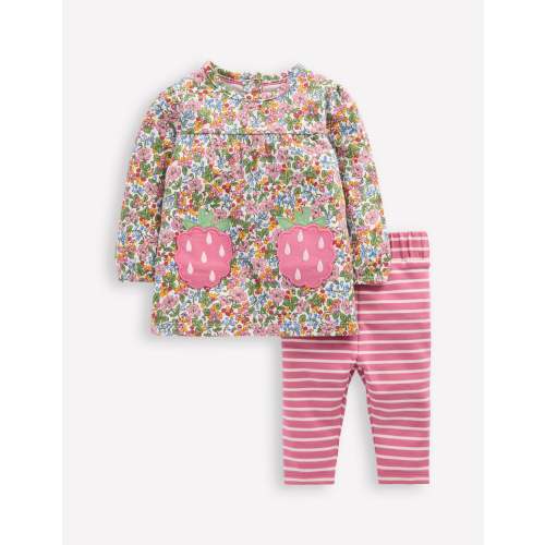 Applique Jersey Tunic Set-Multi Berry Floral