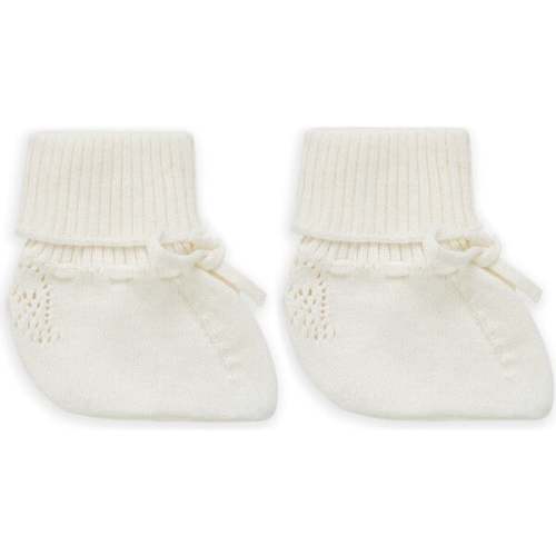 Angel Wing Knitted Booties in Ivory - Marie-Chantal | Maisonette
