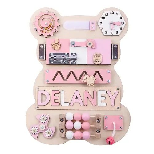 Nabytok - Customized Name Puzzle for Toddlers, Educational Games Board, Baby Personalized Board for 1-5 Years Old, First Birthday Gift, Christmas Gift, Montessori Toys, Wooden Busy Board