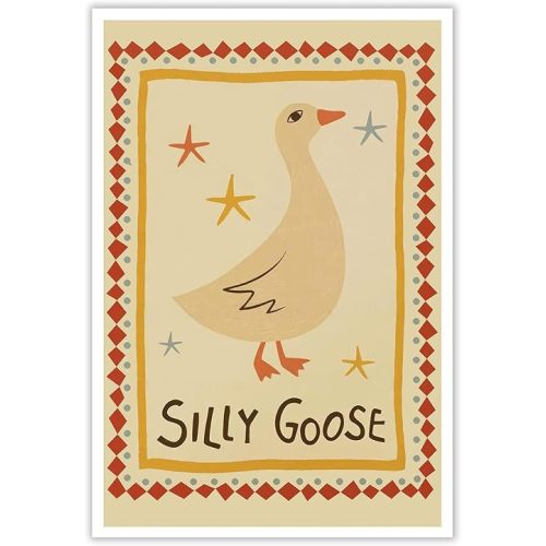ZHGYGBN Farmhouse Vintage Goose Wall Art Canvas 16x24 Inch Unframed - Animal Nursery Decor, Cute Bird Prints for Living Room Classroom, Kids Home Decor Gift for Baby Shower