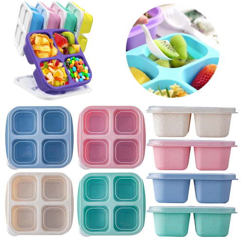 Walmart Clearance! Aminojy Snack Containers, Bento Snack Box, 4 Compartment Food Storage Containers, Reusable Meal Prep Lunch Containers for Adults Divided Food Storage Containers