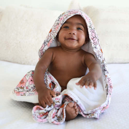 Bamboo Hooded Towel | Purple Floral - Baby