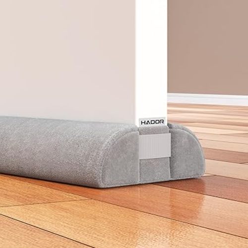 Door Draft Stopper for Bottom of Door, 36 Inch Under Draft Air Noise Light Blocker 30"- 36" Double Side Triangle Soundproof Sweep Filler Seal Gap up to 1.7" for Patio Sliding Door Guard, Grey