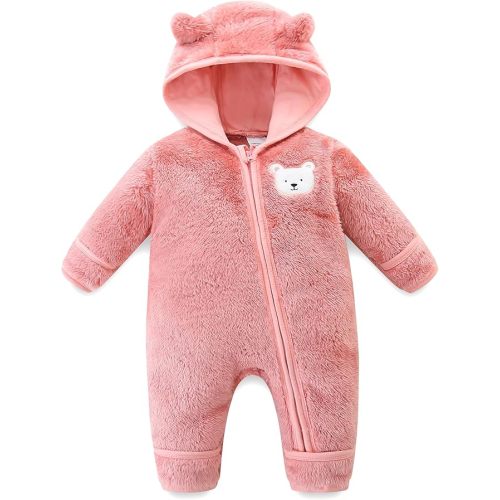 Babymine Baby Romper Infant Hooded Jumpsuit Long Sleeve Footed Onesie Outwear Outfits