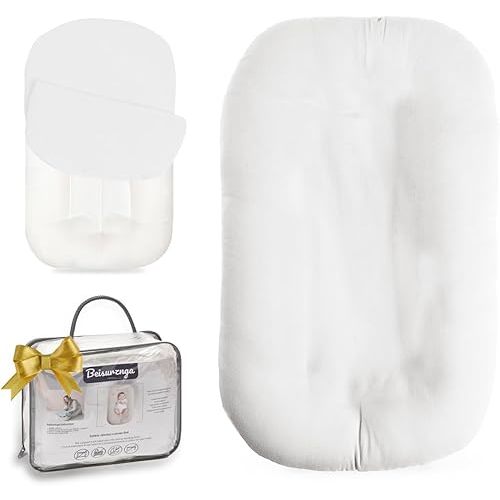 Baby Lounger - Baby Lounger for Newborn, Breathable & Soft Baby Nest Cover for Baby 0-12 Months, Baby Essentials Gifts, Portable Infant Lounger, Baby Snuggle Lounger Me(Natural)