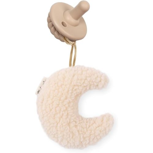 Itzy Ritzy Pacifier and Lovey Set; Detachable Plush Moon and Coordinating Toast Silicone Pacifier; Ideal for Ages 0 Months and Up, Moon