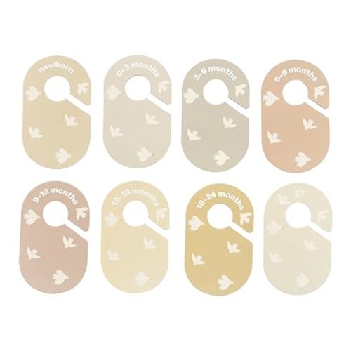 3 Sprouts Baby and Toddler Hanger Closet Dividers Set of 8 - Durable Nursery Closet Organizer for Baby Clothes by Size/Age for Infant to Toddler, Boy & Girl - Bird