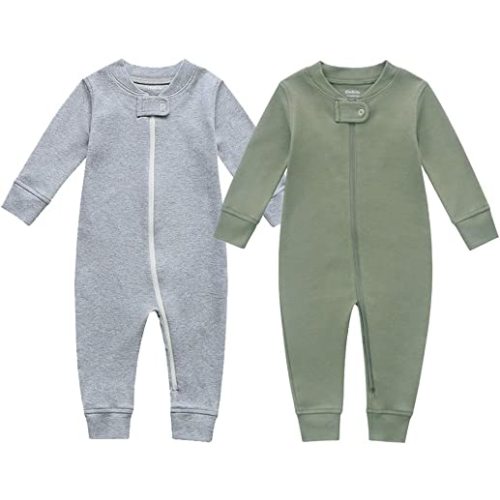 Owlivia Organic Cotton Baby Boy Girl Zip up Sleep N Play, Footless, Long Sleeve