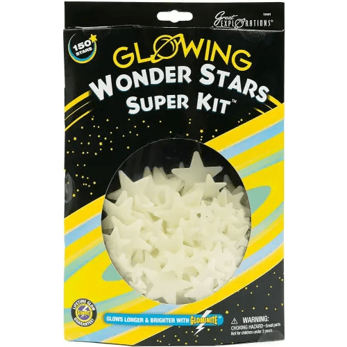 Great Explorations: Wonder Stars Super Kit, Glow In The Dark Ceiling Stars. 150 Pieces In 4 Sizes Reusable Sizes