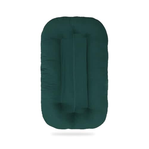 Multifunctional Newborn Baby Lounger, Organic Cotton Infant Nest 0–18M – Portable Breathable 3D Fiber Filling, Machine-Washable (Green)