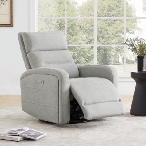 CHITA Power Glider Recliner Chair, 270° Swivel Recliner with USB Ports for Nursery, Dove Gray Fabric