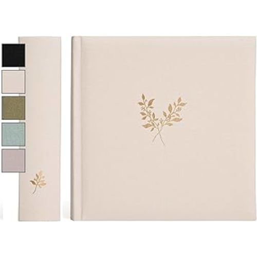 Elegant Linen Photo Album - 200 Acid-Free Pockets for 4x6 Pics - Perfect for Weddings & Gifts