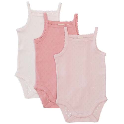 Babies' 3 Pack Organic Cotton Pointelle Sleeveless Bodysuits