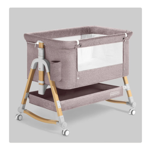 HARPPA Cuddly 3-in-1 Baby Bassinet Bedside Sleeper for Reflux | Attaches to Bed, Adjustable 5 Heights, Non-Toxic & CPSC Certified | Sturdy Aluminum Frame, Portable Wheels, Tool-Free Setup, Gentle Rocking | Perfect for Newborns, Infants, Small Spaces & Saf