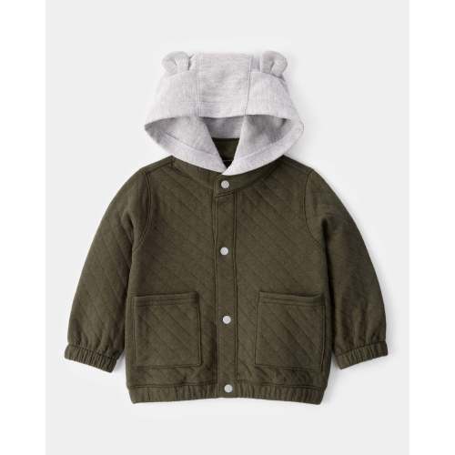 Baby Quilted Snap-Up Hoodie - Olive - Carter's | Carter's