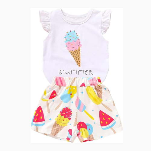 Younger Tree Baby Girl Summer Clothes Set Short Sleeve T-Shirt Shorts 2pcs Outfits for 18-24 Months