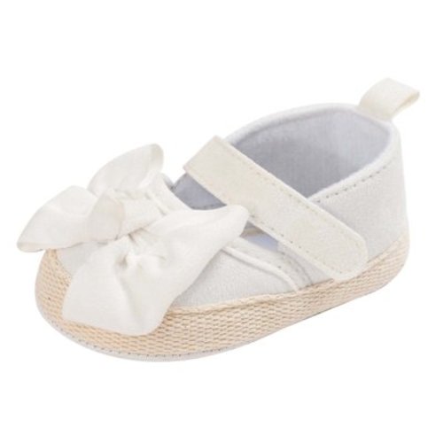 0-6 Months Baby Girls Soft Princess Dress Flats Shoes Infant Wedding Mary Jane Anti-Slip First Walker Newborn Shoe Sneaker Shoes White