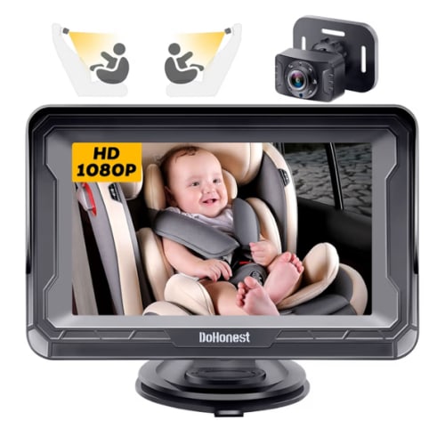 DoHonest Baby Car Camera HD 1080P - Rear-Facing Car Baby Monitor with Night Vision, Adjustable View Angle, Easy Setup, Anti-Glare Display, Safety for Kids & Infants