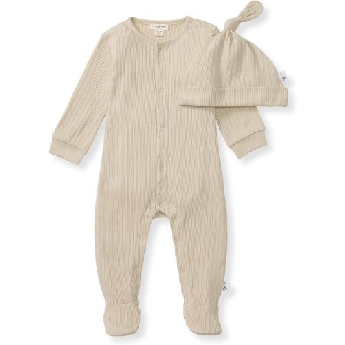 Burt's Bee Baby Infant Boys' 100% Organic Cotton Long Sleeve Jumpsuit with Hat