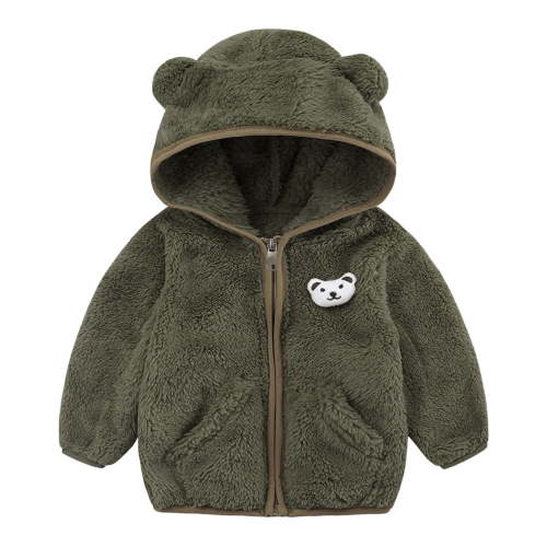 Newborn Infant Baby Girls Boys Jacket Bear Ears Hooded Outerwear Zipper Warm Fleece Winter Coat Apparel Winter Warm Coat