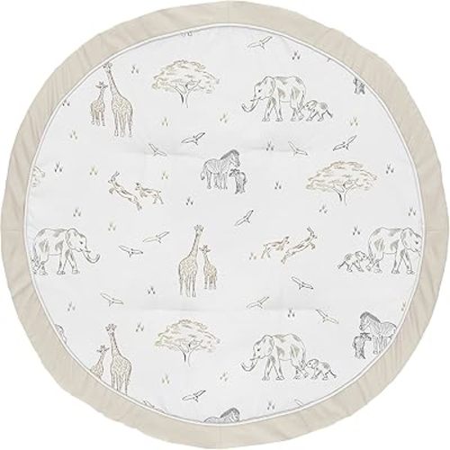 Sweet Jojo Designs Jungle Safari Animals Boy Girl Baby Playmat Tummy Time Infant Play Mat Brown Taupe Black and White Gender Neutral Animal Elephant Giraffe Wildlife Adventure Elephants Serengeti