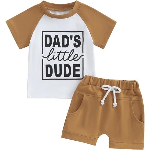 Kupretty Toddler Baby Boy Summer Clothes Letter Graphic Short Sleeve Shirt T-Shirt Tops + Casual Shorts Outfit Set