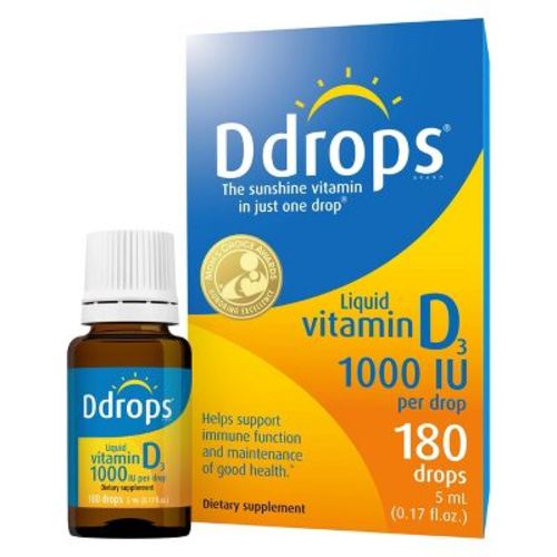 Ddrops Liquid Vitamin D3 Drops 1000 IU (25 mcg) - 180 drops - 0.17 fl oz