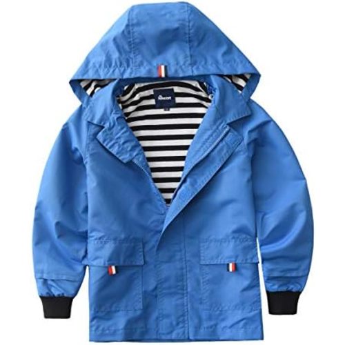 Hiheart Boys Girls Waterproof Hooded Jackets Cotton Lined Rain Jackets