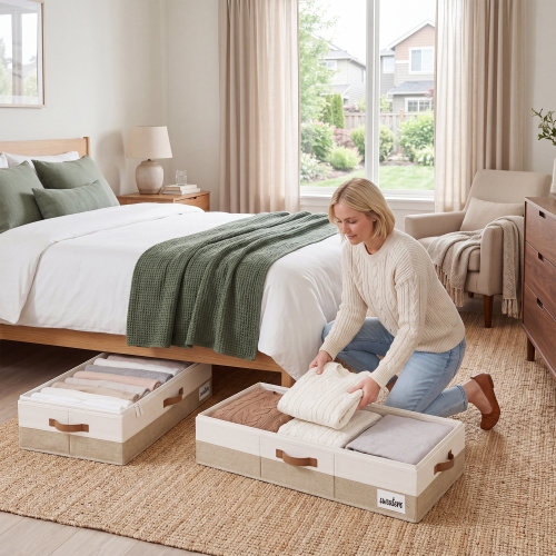 StorageWorks Large Underbed Storage Containers with Handles and Label Holder, Fabric Underbed Bins for Clothes, Blankets, Sweaters & Reviews | Wayfair