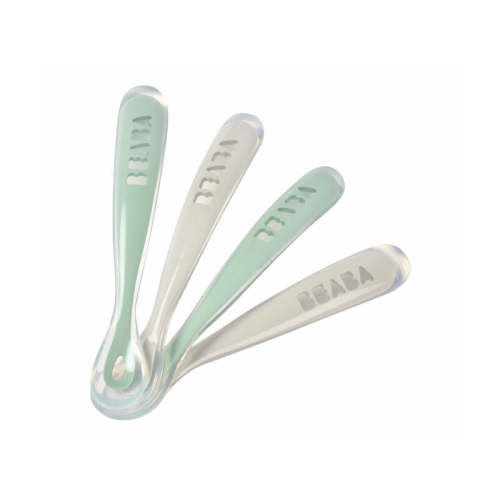 BEABA First Foods Silicone Spoons - Set of 4 in Sage