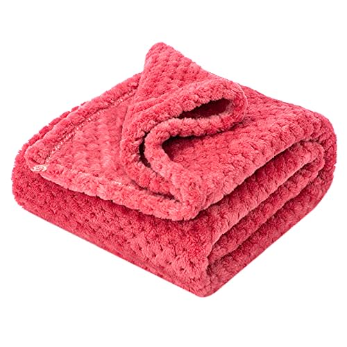 Fuzzy Blanket or Fluffy Blanket for Baby Girl or boy, Soft Warm Cozy Coral Fleece Toddler, Infant or Newborn Receiving Blanket for Crib, Stroller, Travel, Decorative (40Wx60L, M-Raspberry)