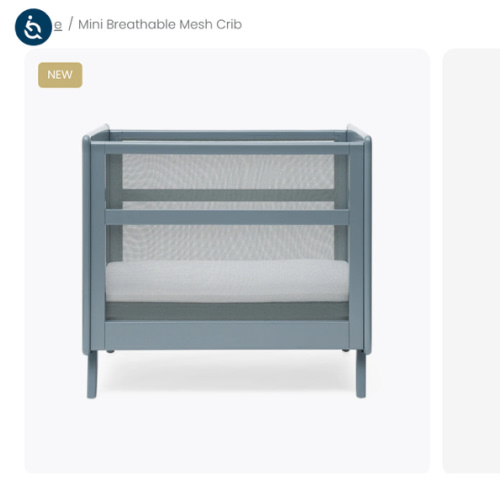 HALO Grey Wood Baby Mini Cribs with Mesh Walls
