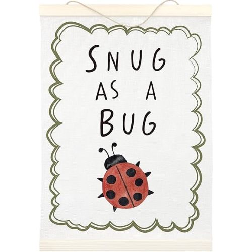 LKETW Bug Nursery Poster Hanger Frame 12x16 Inch, Ladybug Insert Nursery Wall Art Posters for Bedroom, Snug as a Bug Hanging Banner Decor for Kids Toddler Boys Girls Room Playroom