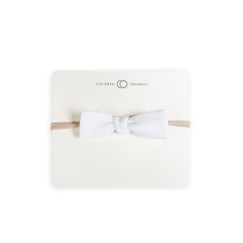 Colored Organics Baby Organic Cotton Dainty Bow Headband - Infant Girls - White