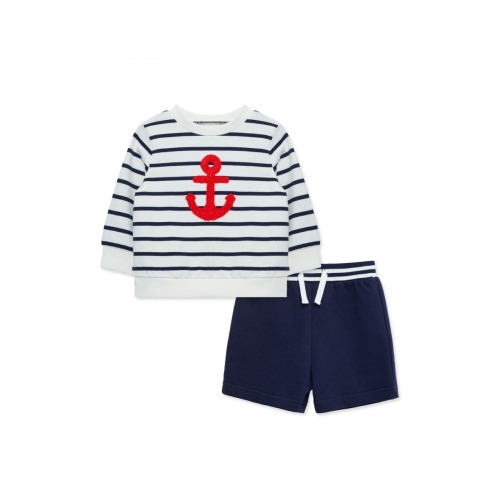 Anchor Appliqué Sweatshirt & Shorts Set, 18M